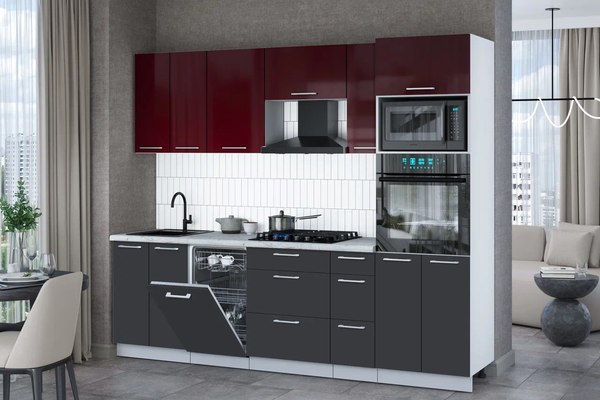 Кухонный гарнитур Интерлиния Мила Gloss 2.55-ПМ3