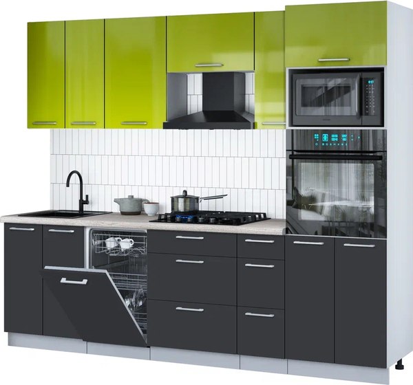 Кухонный гарнитур Интерлиния Мила Gloss 2.55-ПМ3 - фото