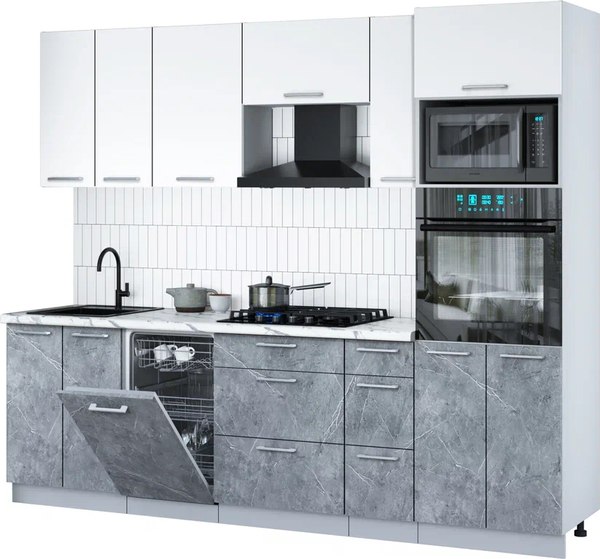 Кухонный гарнитур Интерлиния Мила Gloss 2.55-ПМ3 - фото