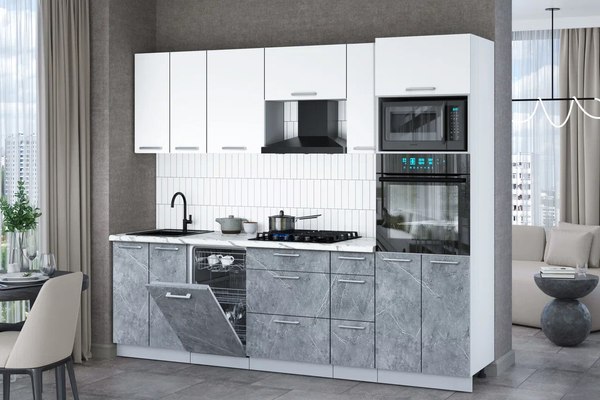 Кухонный гарнитур Интерлиния Мила Gloss 2.55-ПМ3