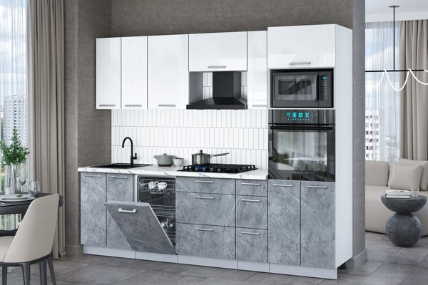 Кухонный гарнитур Интерлиния Мила Gloss 2.55-ПМ3