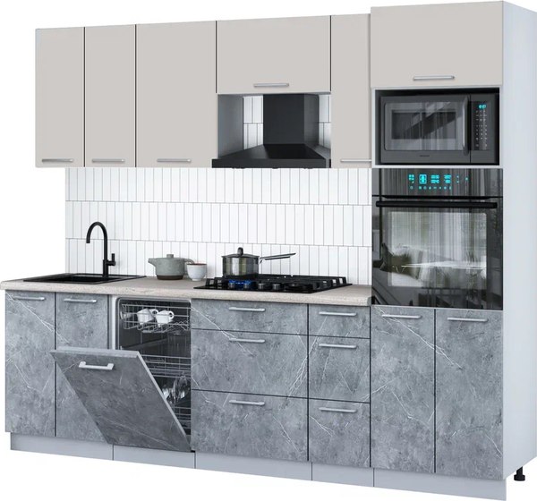 Кухонный гарнитур Интерлиния Мила Gloss 2.55-ПМ3 - фото