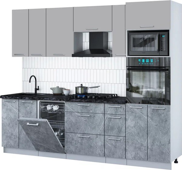 Кухонный гарнитур Интерлиния Мила Gloss 2.55-ПМ3 - фото
