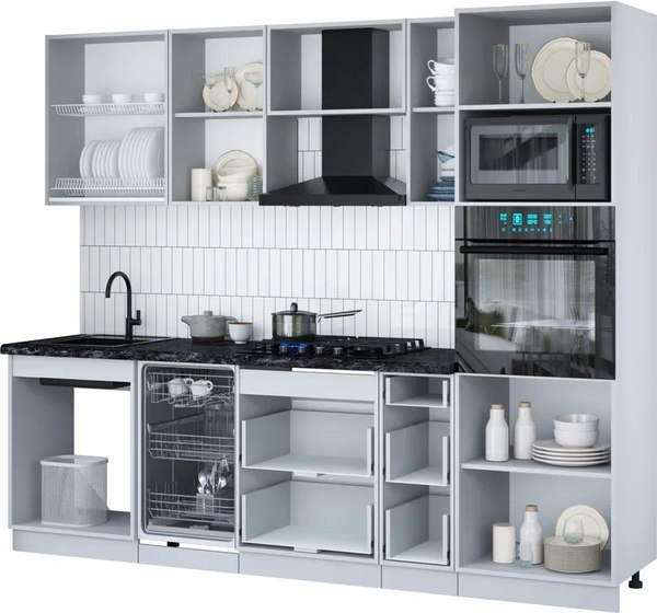 Кухонный гарнитур Интерлиния Мила Gloss 2.55-ПМ3