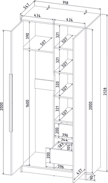 Шкаф Интерлиния Концепт КТ-Ш2
