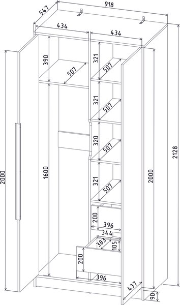 Шкаф Интерлиния Концепт КТ-Ш2