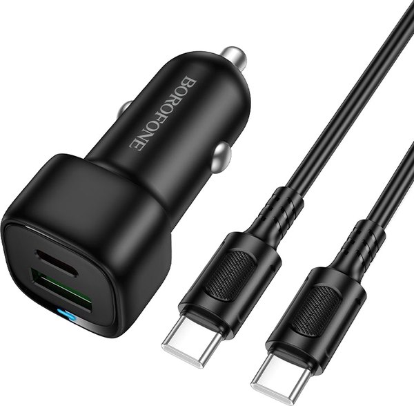 Зарядное устройство автомобильное Borofone BZ34B + кабель Type-C to Type-C - фото