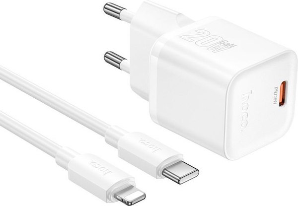 Зарядное устройство сетевое Hoco N64 + кабель Ligthing-Type-C - фото