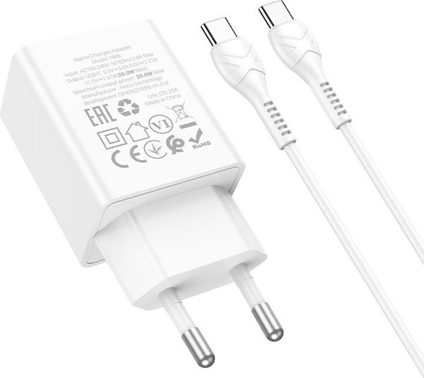 Зарядное устройство сетевое Hoco N68 + кабель Type-C-Type-C - фото