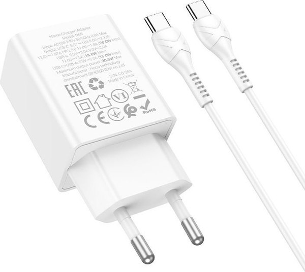 Зарядное устройство сетевое Hoco N69 + кабель Type-C-Type-C - фото