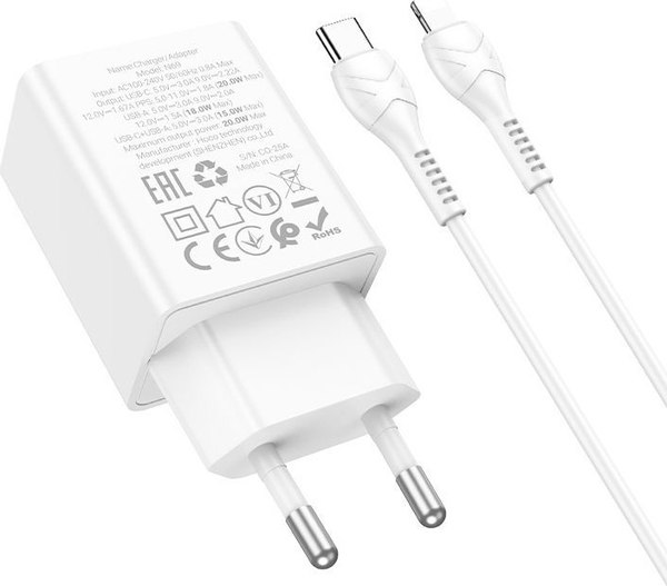 Зарядное устройство сетевое Hoco N69 + кабель Ligthing-Type-C - фото