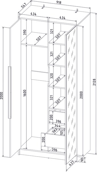 Шкаф Интерлиния Концепт КТ-Ш2з