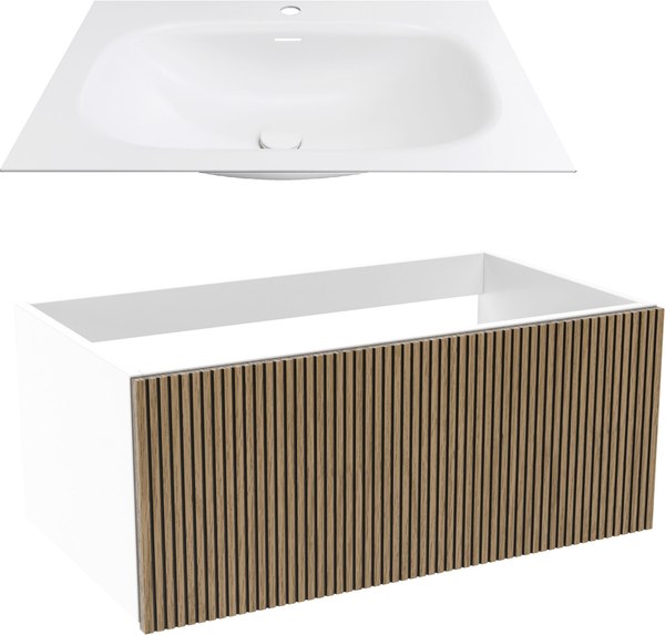 Тумба с умывальником ЗОВ Кито 70 / K70LW0MRM-M115W70 (белый/тростник) - фото