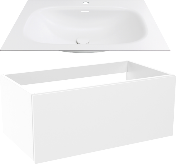 Тумба с умывальником ЗОВ Кито 70 / K70LW0MWM-M115W70 (белый матовый) - фото