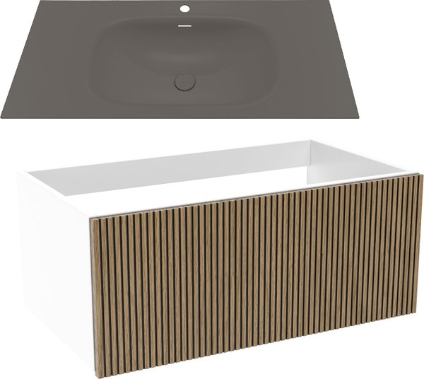 Тумба с умывальником ЗОВ Кито 70 / K70LW0MRM-M115B70 (белый/тростник) - фото