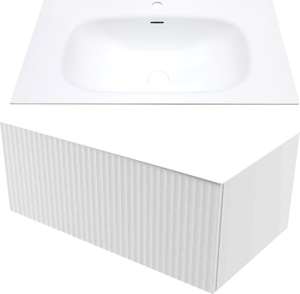 Тумба с умывальником ЗОВ Кито 80 / K80LW0MFWPM-M115W80 (флавио белый) - фото