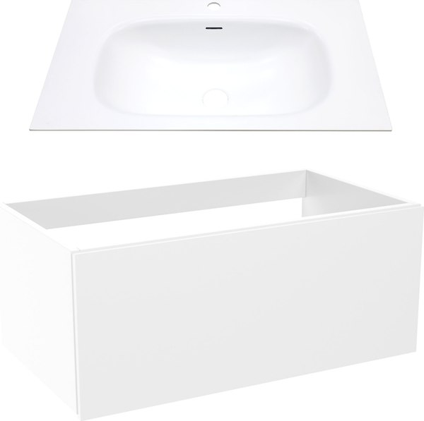 Тумба с умывальником ЗОВ Кито 80 / K80LW0MWM-M115W80 (белый матовый) - фото