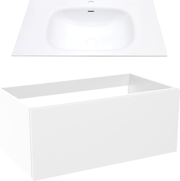 Тумба с умывальником ЗОВ Кито 100 / K100LW0MWM-M115W100 (белый матовый) - фото