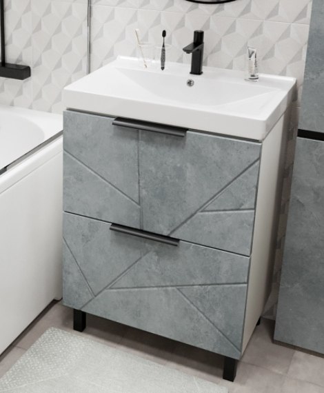 Тумба с умывальником Mixline Гранд 60 553026 + Luxe Fest 60 / FST60SLWB01 - фото