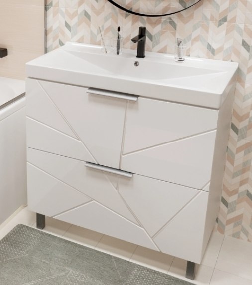 Тумба с умывальником Mixline Гранд 80 553028 + Luxe Fest 80 / FST80SLWB01 - фото