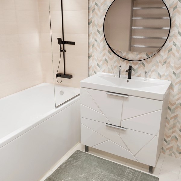 Тумба с умывальником Mixline Гранд 80 553028 + Luxe Fest 80 / FST80SLWB01