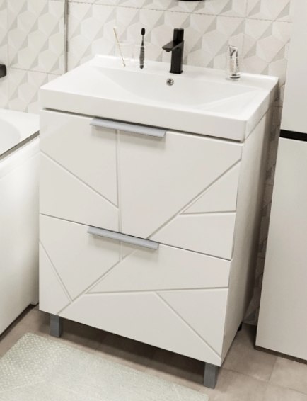 Тумба с умывальником Mixline Гранд 60 553025 + Luxe Fest 60 / FST60SLWB01 - фото