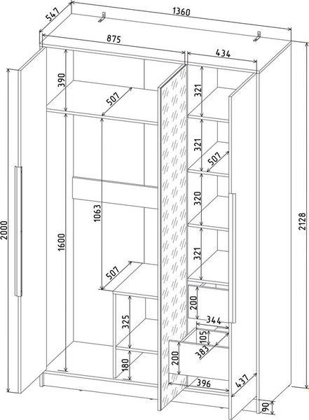 Шкаф Интерлиния Концепт КТ-Ш3з