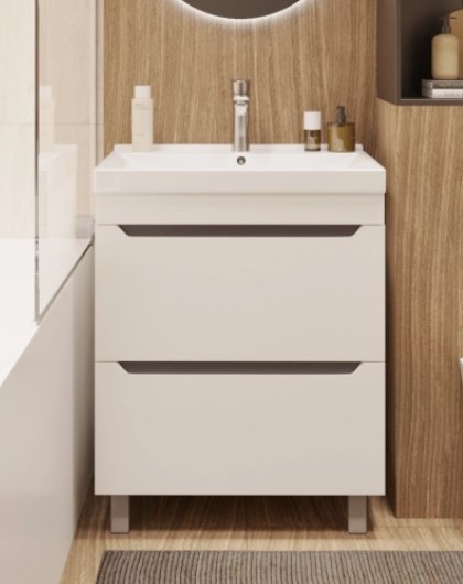 Тумба с умывальником Mixline Лайн-60 555470 + Luxe Fest 60 / FST60SLWB01 - фото