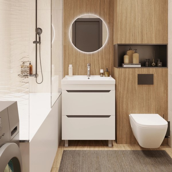 Тумба с умывальником Mixline Лайн-60 555470 + Luxe Fest 60 / FST60SLWB01