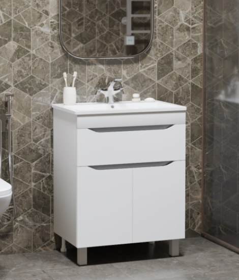 Тумба с умывальником Mixline Лайн-60 555462 + Luxe Fest 60 / FST60SLWB01 - фото