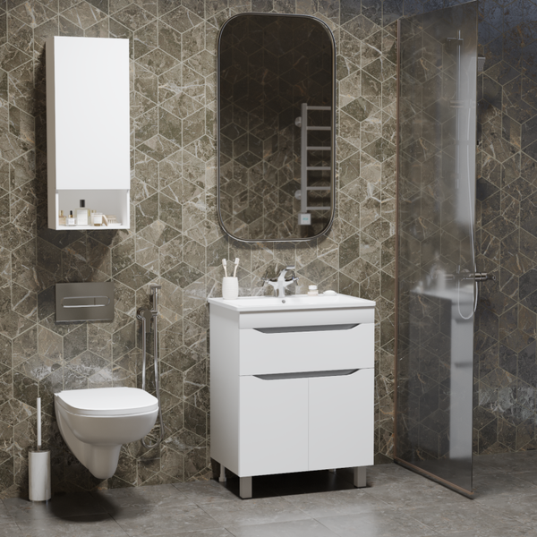 Тумба с умывальником Mixline Лайн-60 555462 + Luxe Fest 60 / FST60SLWB01