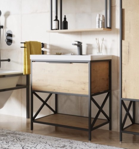 Тумба с умывальником Mixline Бруклин 80 543586 + Luxe Fest 80 / FST80SLWB01 - фото