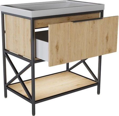 Тумба с умывальником Mixline Бруклин 80 543586 + Luxe Fest 80 / FST80SLWB01