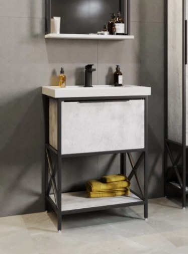 Тумба с умывальником Mixline Бруклин 60 548233 + Luxe Fest 60 / FST60SLWB01 - фото