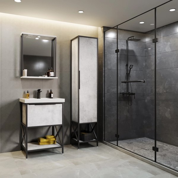 Тумба с умывальником Mixline Бруклин 60 548233 + Luxe Fest 60 / FST60SLWB01