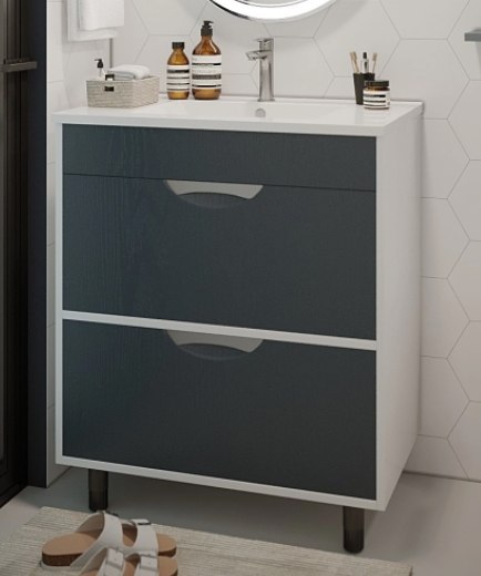 Тумба с умывальником Mixline Байкал 75 550385 + Luxe Quadro 75 / QDR75SLWB01 - фото