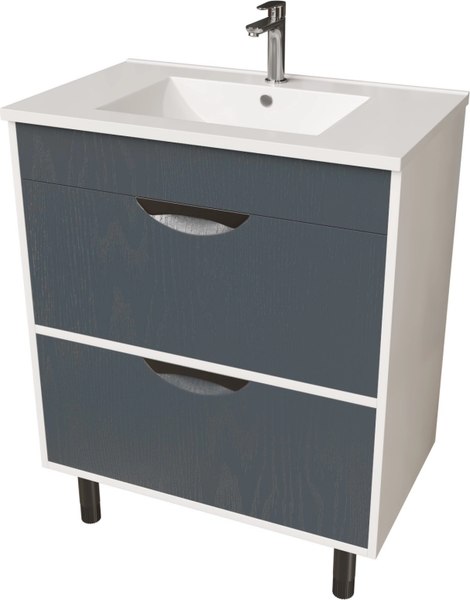 Тумба с умывальником Mixline Байкал 75 550385 + Luxe Quadro 75 / QDR75SLWB01