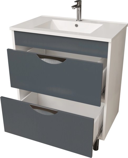 Тумба с умывальником Mixline Байкал 75 550385 + Luxe Quadro 75 / QDR75SLWB01