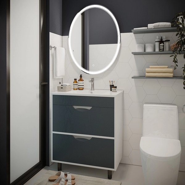 Тумба с умывальником Mixline Байкал 75 550385 + Luxe Quadro 75 / QDR75SLWB01