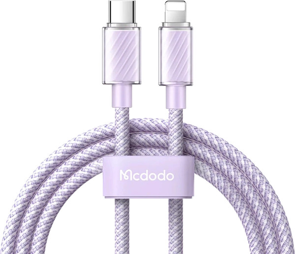 Кабель McDodo 36W Type-C to Lightning Transparent - фото