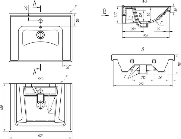 Тумба с умывальником Mixline Окленд 60 551709 + Grace 60 / 641587