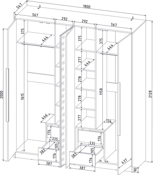 Шкаф Интерлиния Концепт КТ-Ш4з