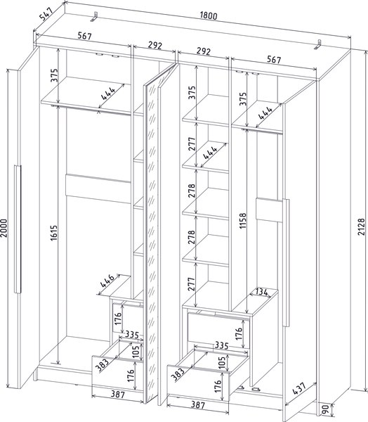 Шкаф Интерлиния Концепт КТ-Ш4з