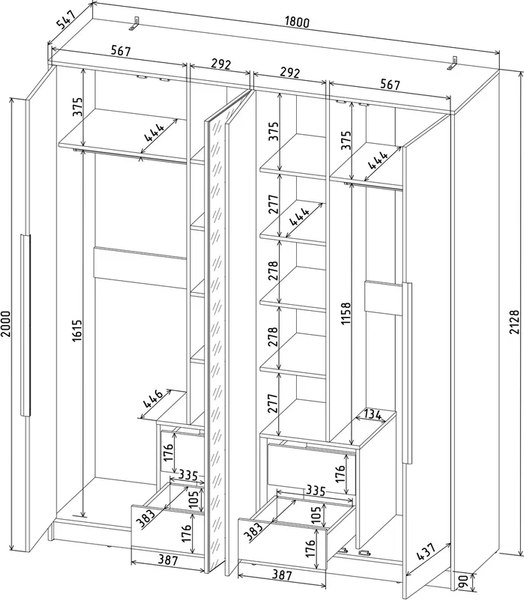 Шкаф Интерлиния Концепт КТ-Ш4з