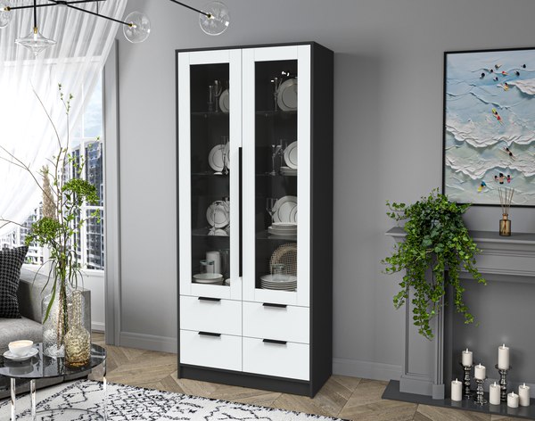 Шкаф с витриной Интерлиния Концепт КТ-ШВ2