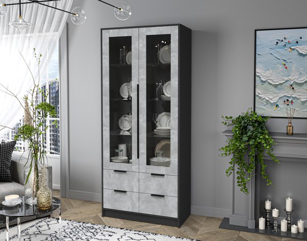 Шкаф с витриной Интерлиния Концепт КТ-ШВ2