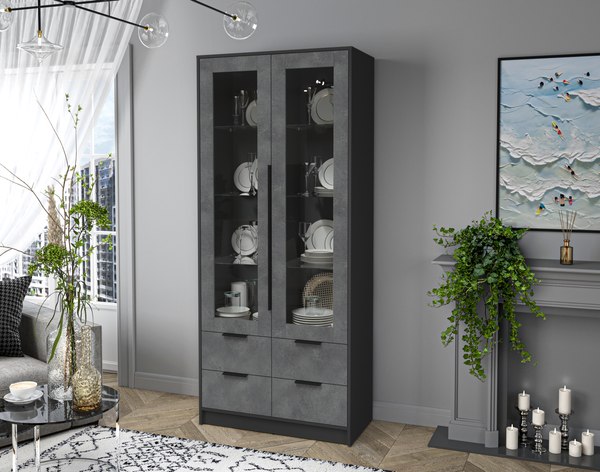 Шкаф с витриной Интерлиния Концепт КТ-ШВ2