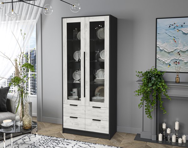 Шкаф с витриной Интерлиния Концепт КТ-ШВ2