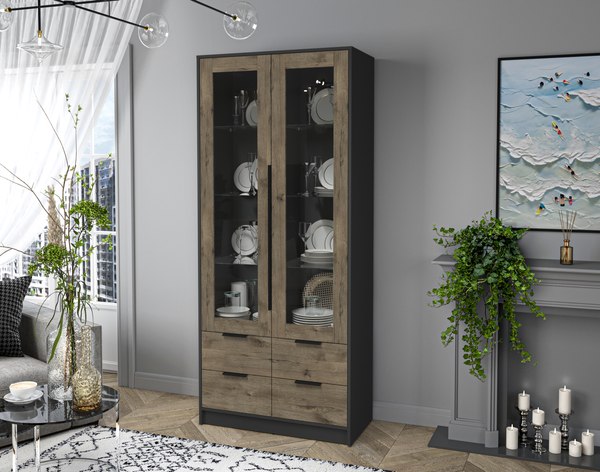 Шкаф с витриной Интерлиния Концепт КТ-ШВ2