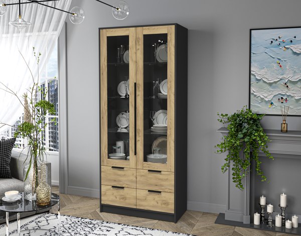 Шкаф с витриной Интерлиния Концепт КТ-ШВ2